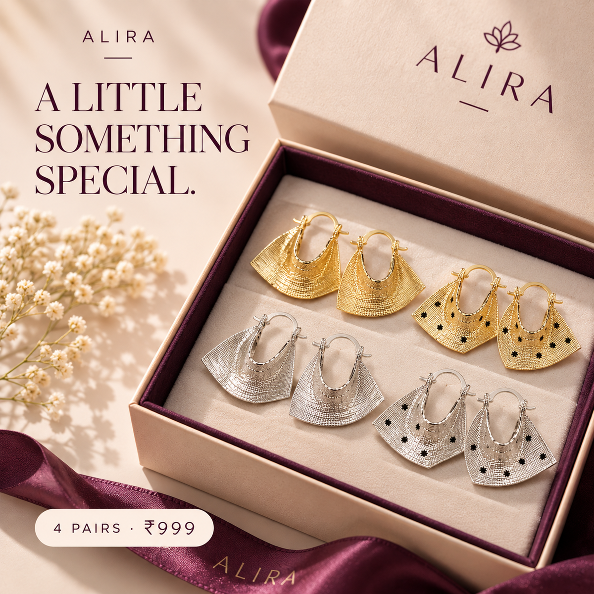 Alira Retro Arc Earrings - Set of 4