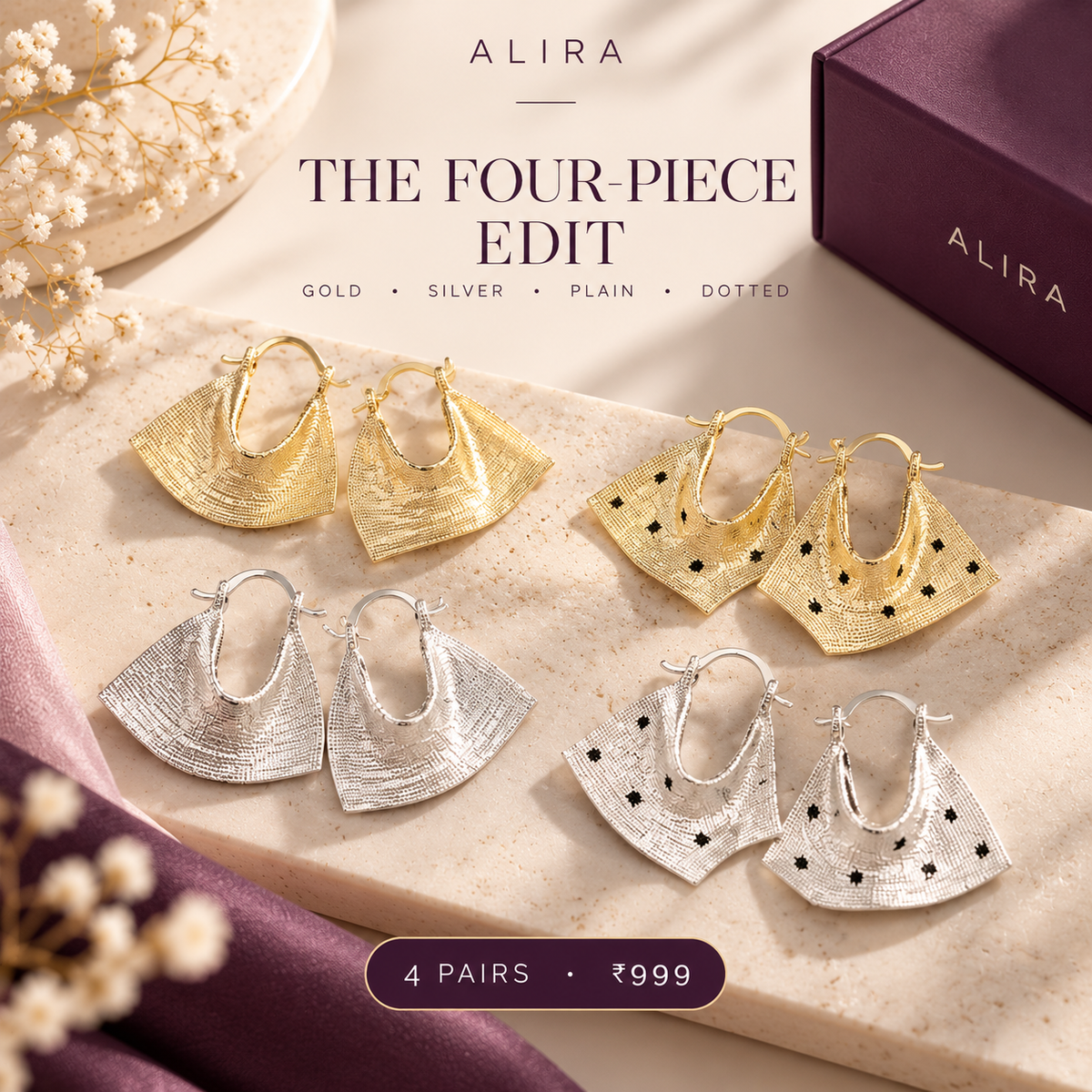 Alira Retro Arc Earrings - Set of 4