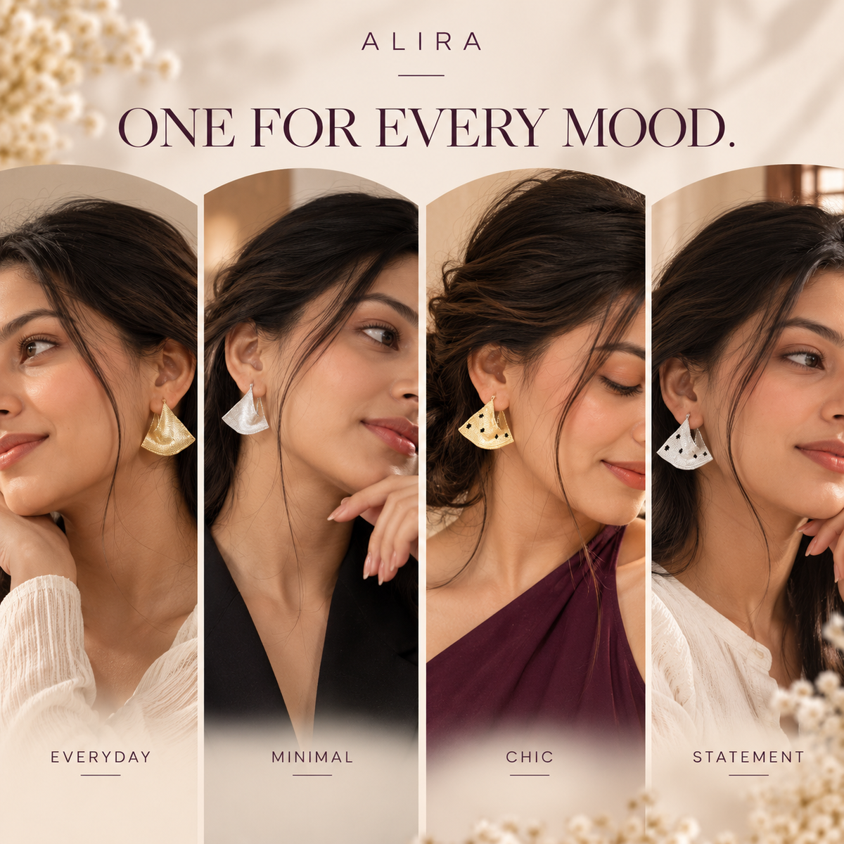 Alira Retro Arc Earrings - Set of 4